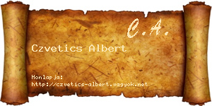Czvetics Albert névjegykártya