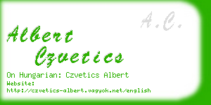 albert czvetics business card